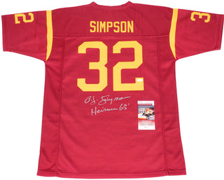 OJ Simpson "Heisman 68" Autographed USC Trojans Custom Red Jersey (JSA)