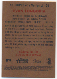 Evan Longoria 2006 Bowman Heritage Card