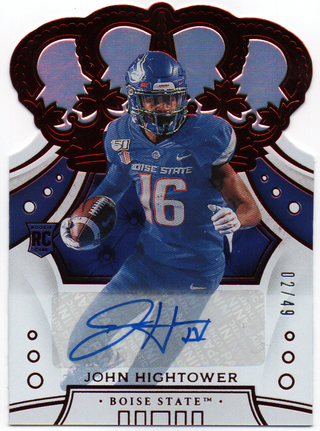 John Hightower Autographed 2020 Panini Chronicles Draft Picks Crown Royale Red Rookie Card