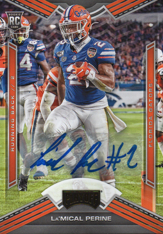 La'Mical Perine Autographed 2020 Panini Chronicles Draft Picks Playoff Rookie Card