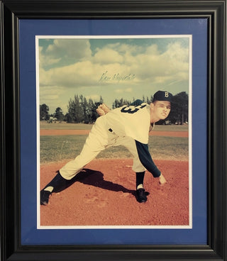 Pee Wee Reese Autographed 14x18 Brooklyn Dodgers Jersey Swatch (JSA)