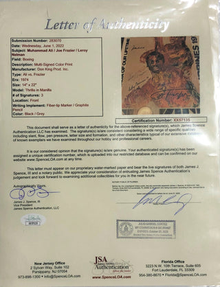 Muhammad Ali Joe Frazier & Leroy Neiman Autographed Framed Poster (JSA)