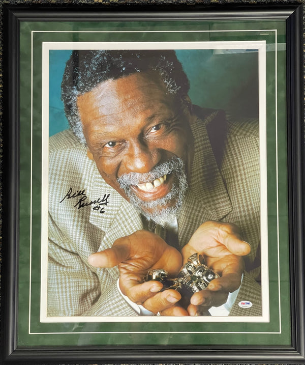 Bill Russell Autographed 12 Rings Framed 16x20 Photo (PSA)