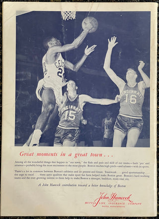 Bill Russell Signed Boston Garden Sport News Program 1959-60 Season