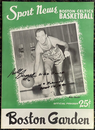 Bill Russell Signed Boston Garden Sport News Program 1957-58 Season with Ticket Stub