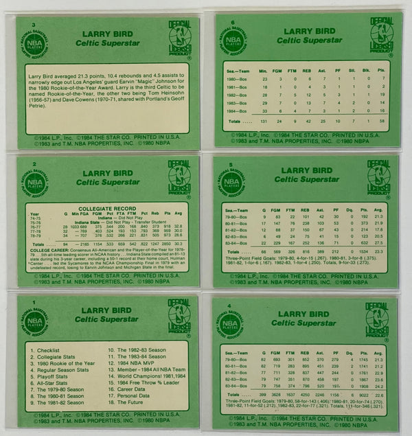 1984 Star Company Larry Bird Complete 18 card NBA set