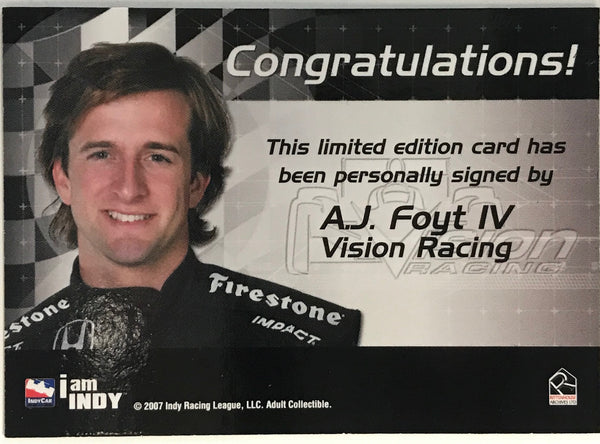 A.J. Foyt IV Factory Autographed 2007 Indy Racy Card