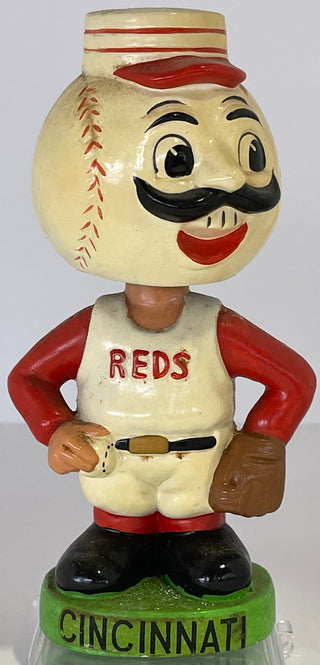 1963 Cincinnati Reds Mascot Vintage Bobble Head Green Base Nodder