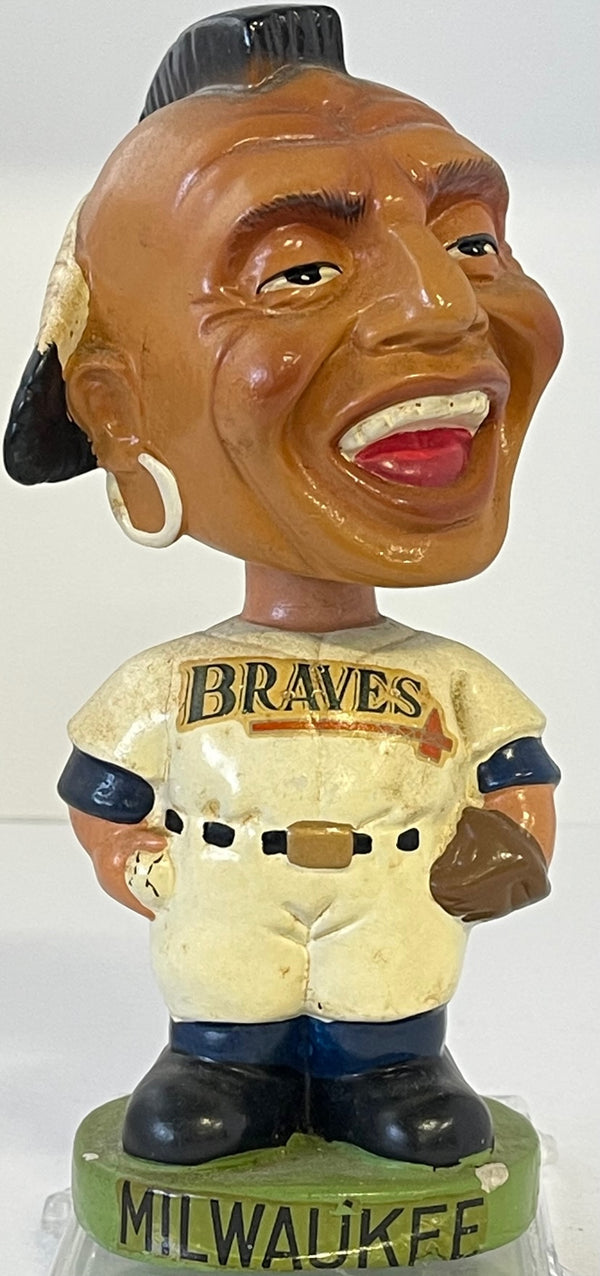 1963 Milwaukee Braves Mascot Vintage Bobble Head Green Base Nodder