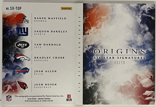 Josh Allen B. Mayfield Saquon Barkley S. Darnold B.Chubb & 2018 Panini Origins Rookie Card