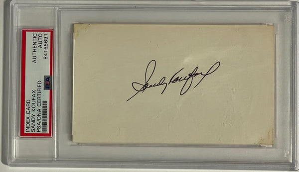 Sandy Koufax Autographed 3x5 Index Card PSA