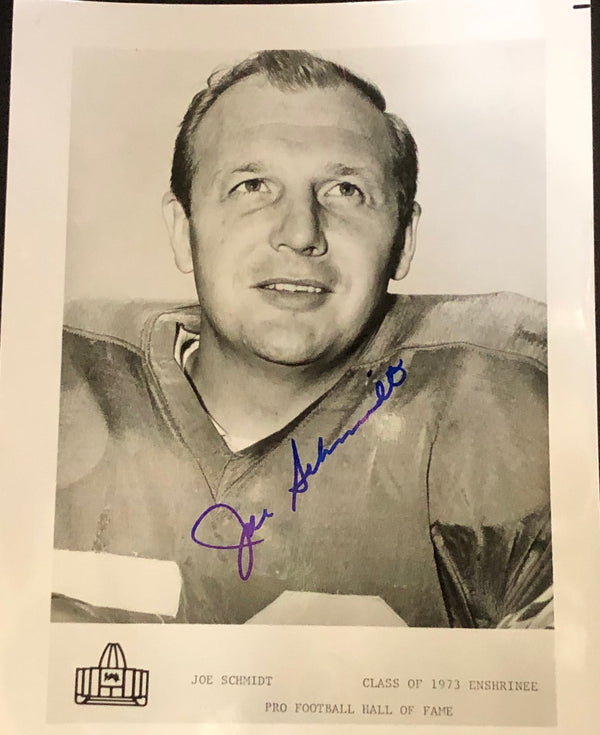 Joe Schmidt Autographed 8x10 Football Photo