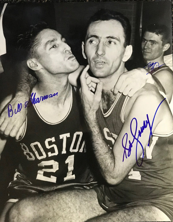 Bob Cousy Bill Sharman & Tom Heinsohn Autographed 16x20 Photo