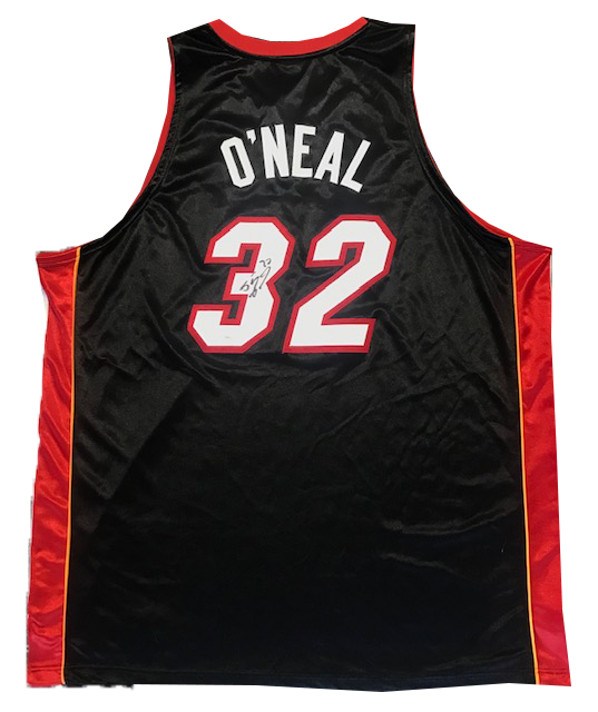 Shaquille O'Neal Autographed Authentic Black Miami Heat Jersey (JSA)