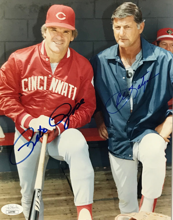 Pete Rose & Carl Yastrzemski Autographed 8x10 Baseball Photo (JSA)