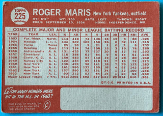 Roger Maris 1964 Topps Baseball Card #225