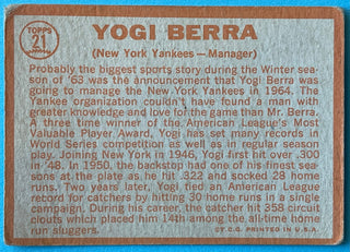 Yogi Berra 1964 Topps Baseball Card #125