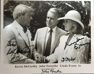 Kevin McCarthy John Forsythe & Linda Evans Autographed 8x10 Photo (JSA)