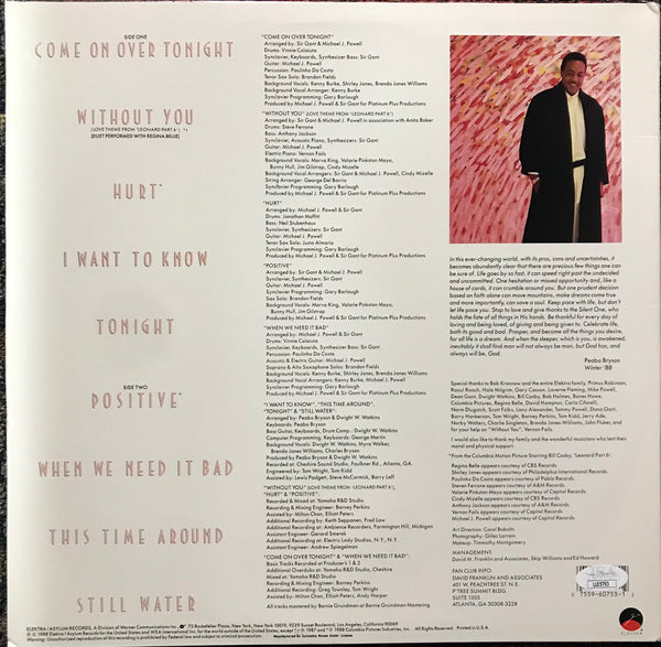 Peabo Bryson Autographed "Positive" Vinyl Record (JSA)