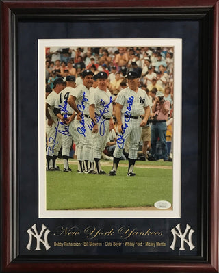 New York Yankees Old Timers Day Autographed Framed 8x10 Photo (JSA)