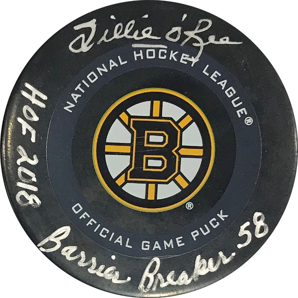 Willie O'Ree "HOF 2018, Barrier Breaker 58" Autographed Boston Bruins Official Puck