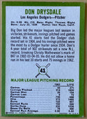 1963 Fleer Don Drysdale Los Angeles Dodgers Baseball Card #41