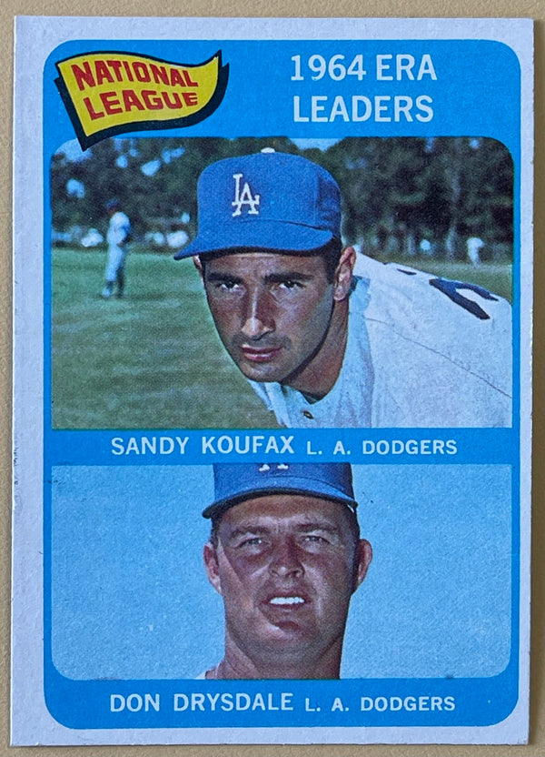 Sandy Koufax Don Drysdale 1965 Topps Baseball Card 1964 ERA