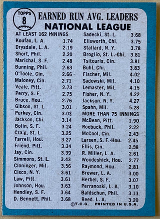 Sandy Koufax Don Drysdale 1965 Topps Baseball Card 1964 ERA Leaders #8