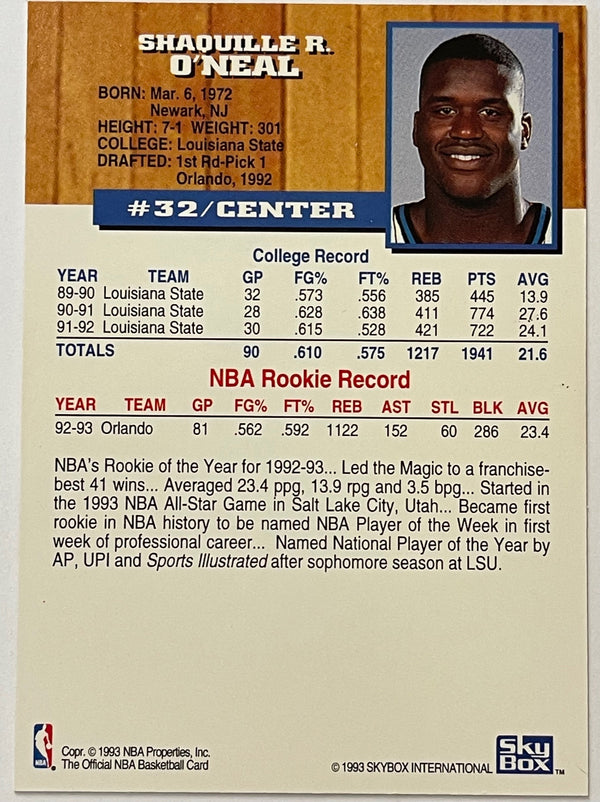 Shaquille O'Neal 1993-94 NBA Hoops Rookie Card