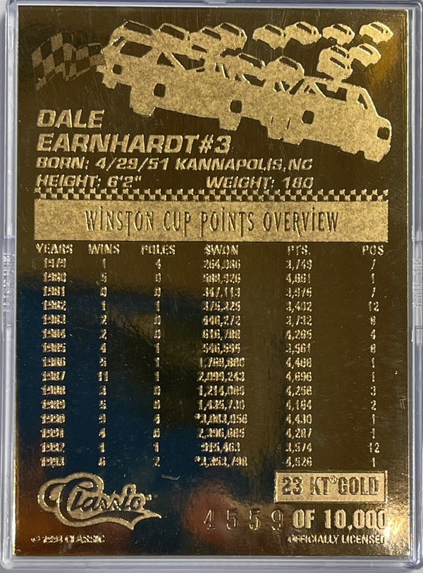 Dale Earnhardt 1994 23 Karat Genuine Gold Sculptured Trading Card