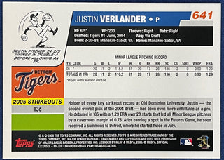 Justin Verlander 2006 Topps Rookie Card #641