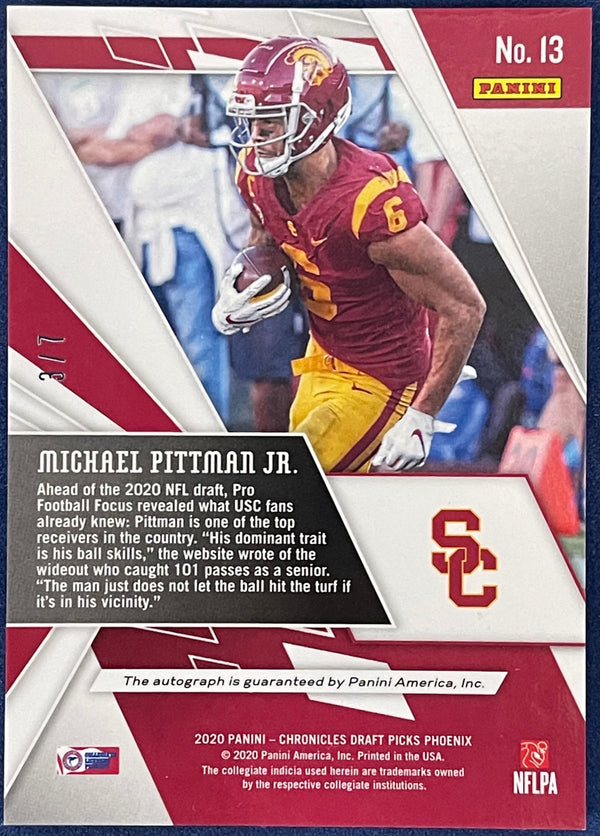 Michael Pittman Jr Autographed 2020 Panini Chronicles Draft Picks Phoenix Rookie Card