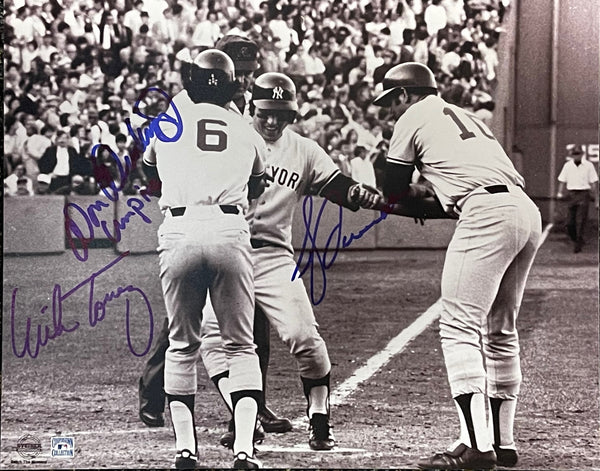 Bucky Dent Mike Torrez Don Denkinger Autographed 8x10 Photo