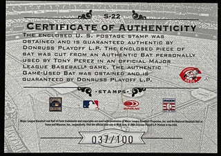 Tony Perez 2004 Leaf Century Collection Donruss Bat Card 37/100