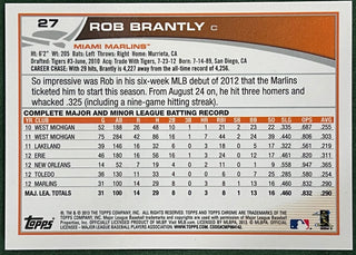 Rob Brantley 2013 Autographed Topps Chrome Rookie Card
