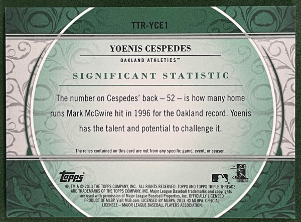 Yoenis Cespedes 2013 Topps Triple Threads jersey Card 7/18