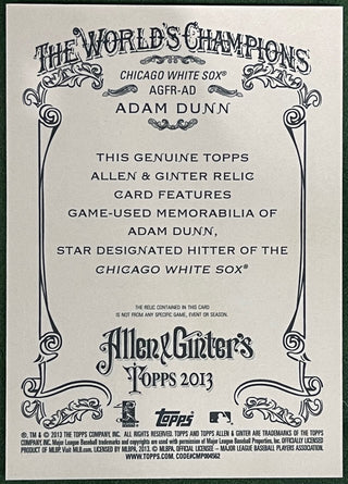 Adam Dunn 2013 Topps Allen Game Used Jersey Card