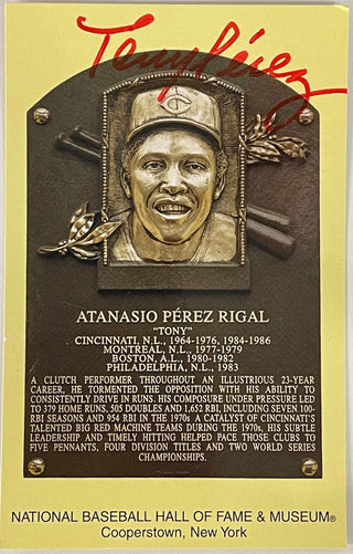 Tony Perez Autographed Hall of Fame Plaque