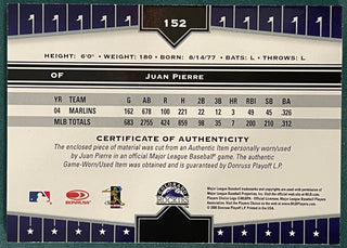 Juan Pierre 2005 Donruss Game Used Bat Card