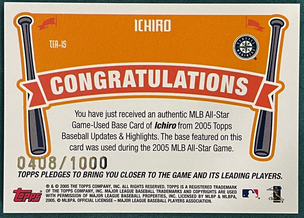 Ichiro Suzuki 2005 Topps MLB All Star Game Used Jersey Card