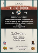 A J Duhe 2006 Upper Deck Legends Autographed Card