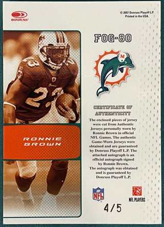 Ronnie Brown 2007 Leaf Certified Materials Autographed Card 4/5