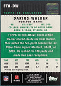Darius Walker 2007 Topps Autographed Card