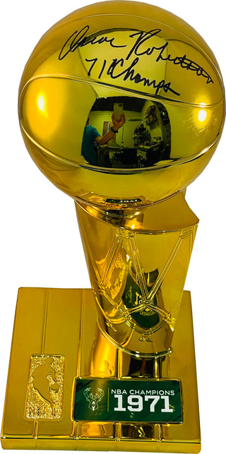 Oscar Robertson "71 Champs" Autographed Replica NBA Finals Trophy (JSA)