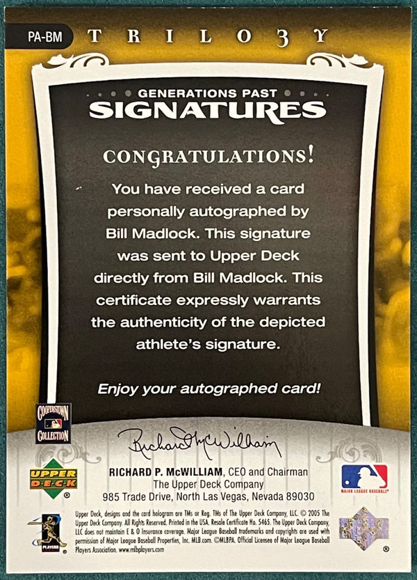 Bill Madlock Autographed 2005 Upper Deck Trilogy Card 188/199