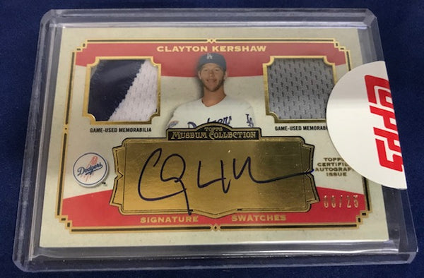 Clayton Kershaw 2013 Topps Museum Collection Signature Swatches Game-Used Memorabilia/Autographed Sealed Card #6/25