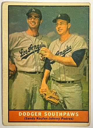 1961 Topps Dodger Southpaws Card #207 Sandy Koufax Johnny Podres