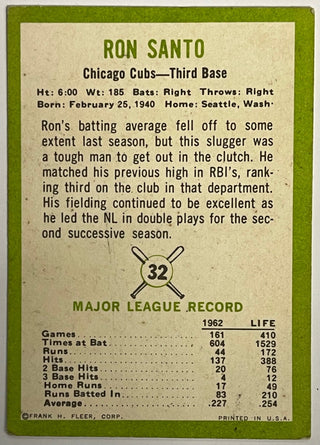 Ron Santo Autographed 1962 Topps Card #170 (SGC)