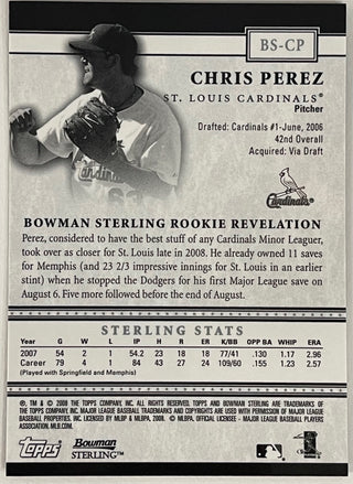 Chris Perez Autographed 2008 Bowman Sterling Card