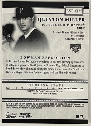 Quinton Miller Autographed 2008 Bowman Sterling Card